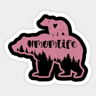 Momlife bear and her cub graphic design Sticker